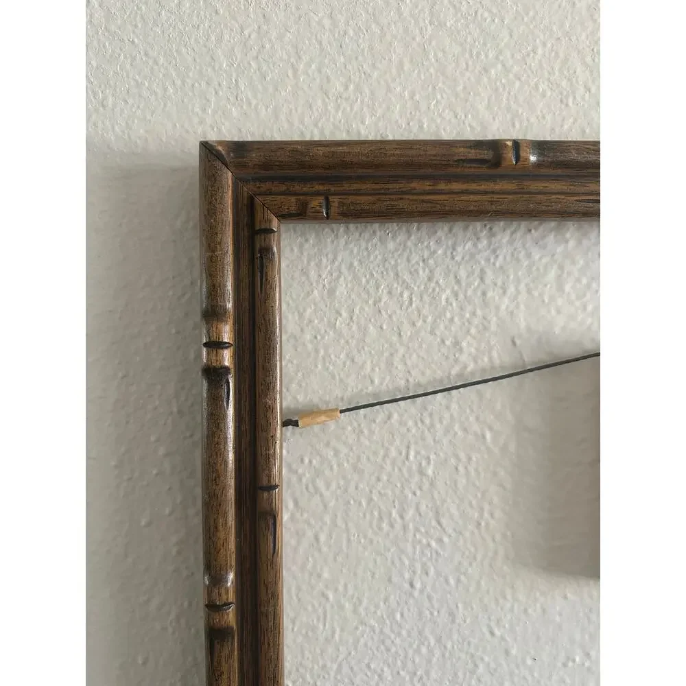 Bamboo Wooden Carved Frame Vintage 16x20 wood nautical rustic home decor boho
